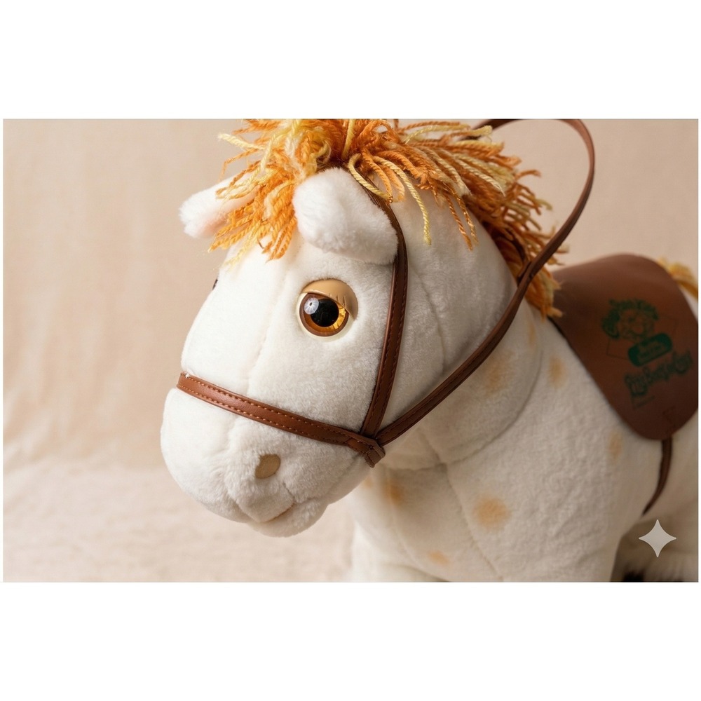Vintage 1984 Cabbage Patch Kids Show Pony Plush Toy White Orange Saddle Bridle